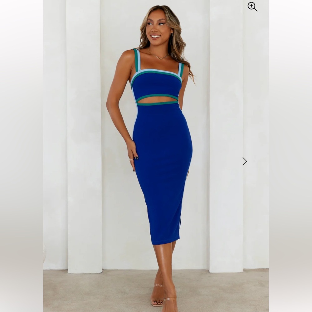 Hello Molly Blue and Green Midi Dress
